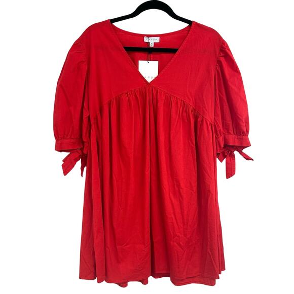 NWT S'edge Firework Red Louisa V Neck Elbow Sleeve Dress Womens Medium - Picture 1 of 6